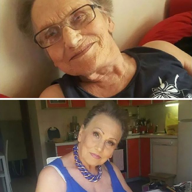 Макияж позволил 80-летней бабушке помолодеть на 20 лет (5 фото)