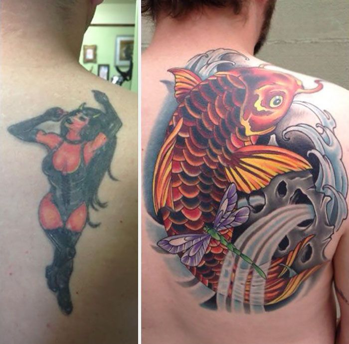 Переделка татуировок фото до и после