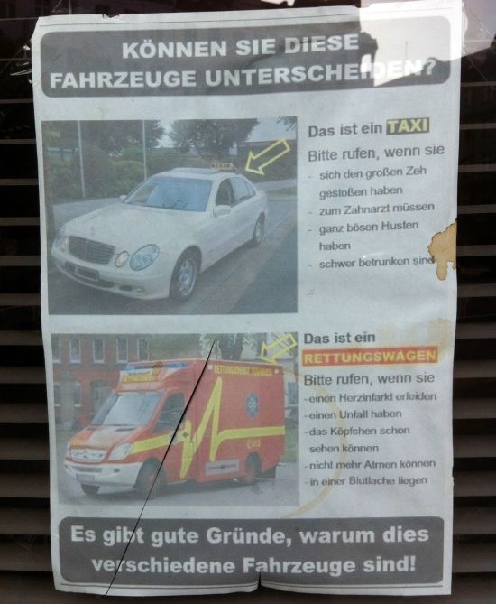 Объявление в скорой помощи в Германии (фото)