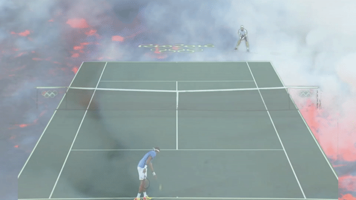 Финальный теннисный матч Олимпиады дополнили спецэффектами (5 фото)