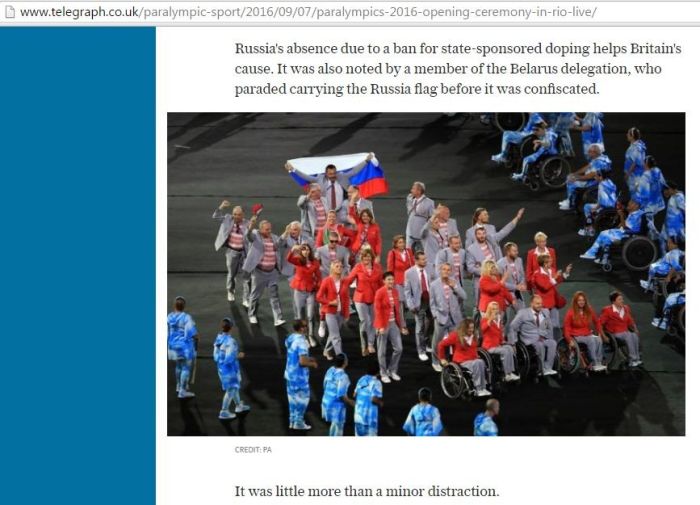 Иностранные СМИ о появлении российского флага на открытии Паралимпиады (5 фото)