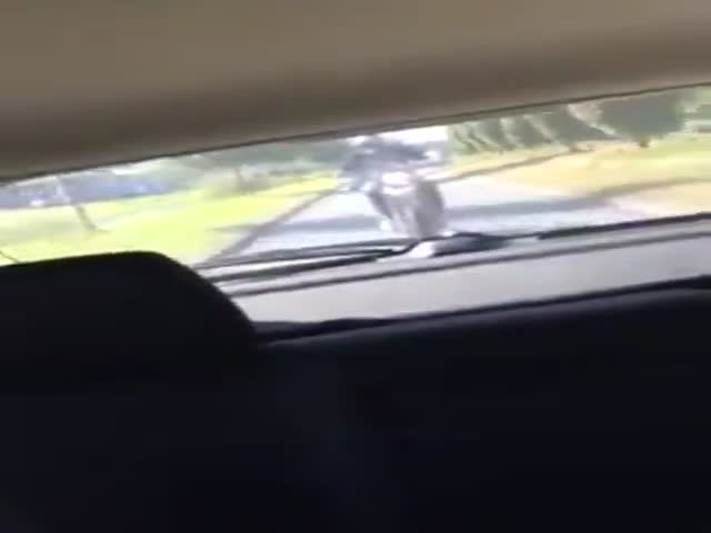 Мотоциклист напал на автомобилиста