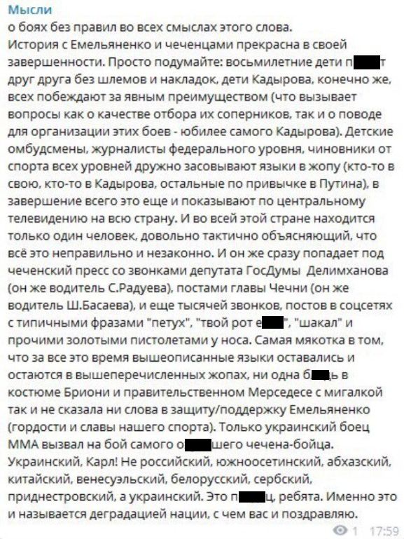 Одно из мнений о конфликте между Фёдором Емельяненко и Рамзаном Кадыровым (фото)