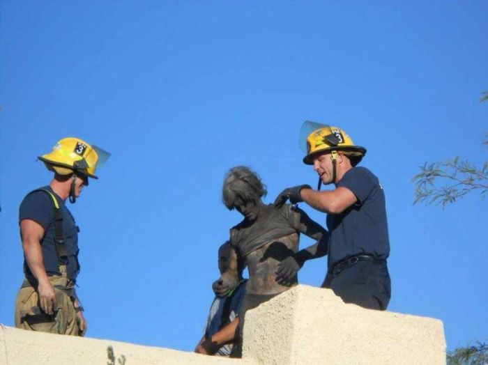 В США спасатели достали из дымохода «домовенка Кузю» (4 фото)