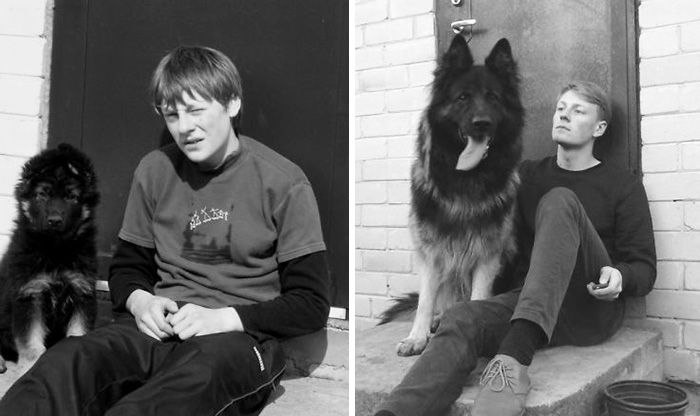 Собаки и хозяева спустя годы (35 фото)