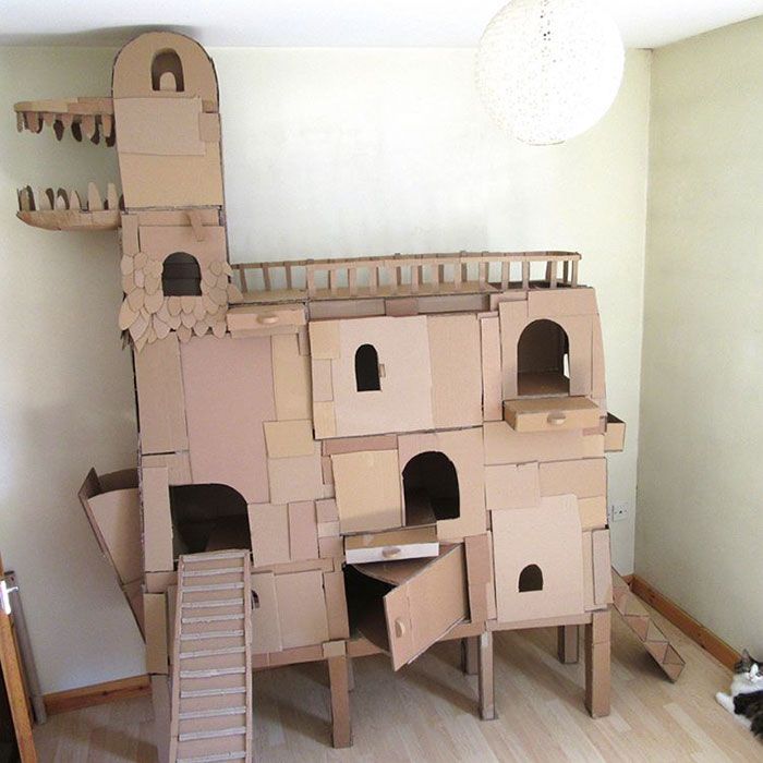 Картонный замок для любимой кошки (5 фото)