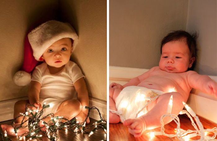 Рождественская фотосессия малышей: ожидания и реальность (19 фото)
