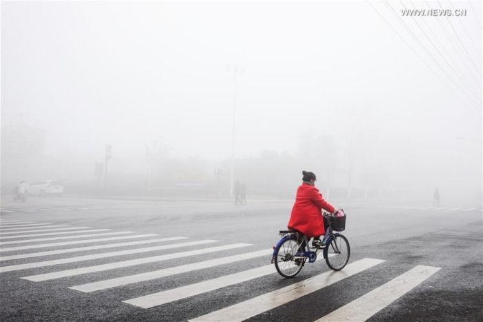 В Китае из-за смога впервые объявили наивысший «красный» уровень опасности (9 фото)