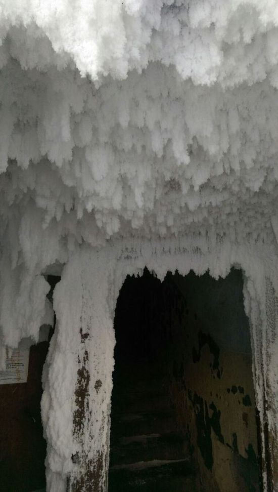 Ледяной подъезд общежития в Республике Коми (3 фото)