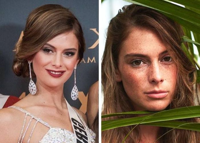 Участницы конкурса «Мисс Вселенная» с косметикой и без (14 фото)
