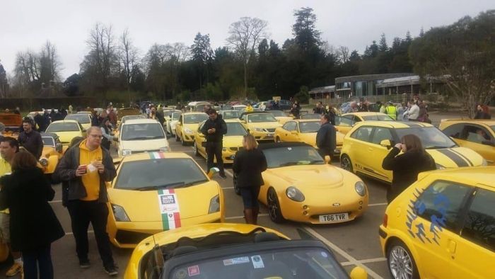 Сотни владельцев желтых автомобилей собрались, чтобы поддержать британского пенсионера (5 фото)