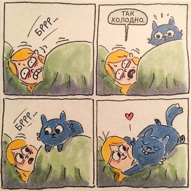 Смешные и правдивые комиксы о жизни с котом (15 картинок)