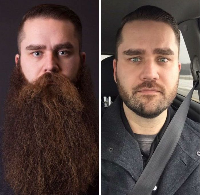 Мужчина после того как сбрил бороду