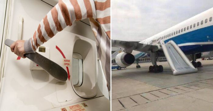 В Китае любопытная женщина открыла аварийный выход самолета (3 фото)