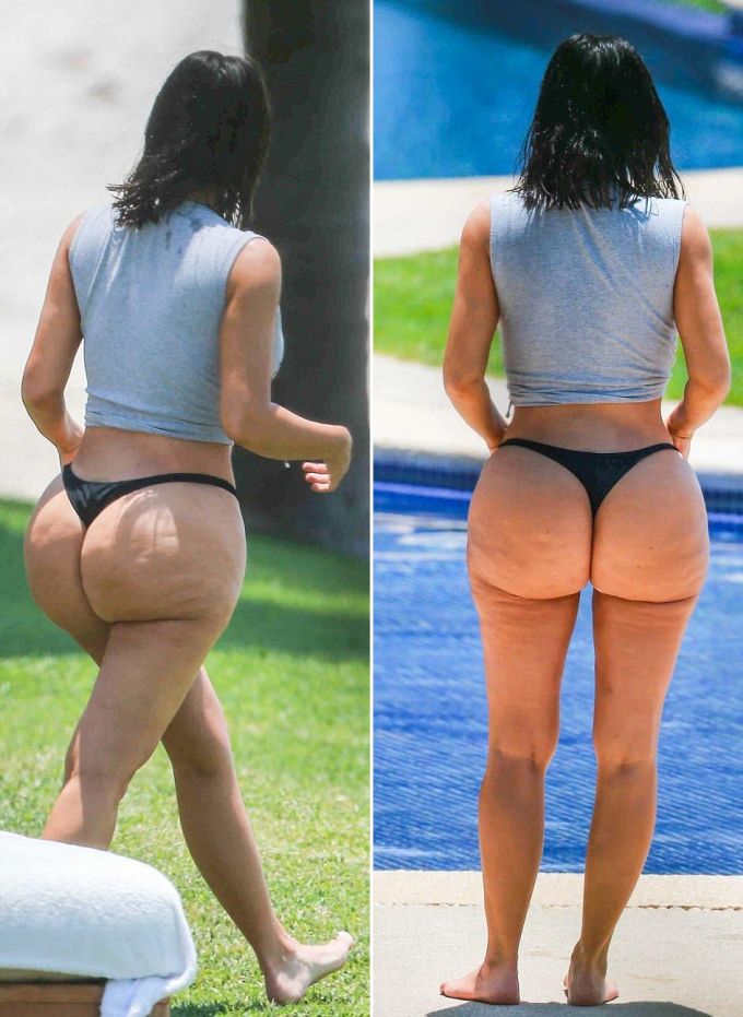 Kim Kardashian без манипуляций в фотошопе в запоминающемся купальнике – элегантная и привлекательная
