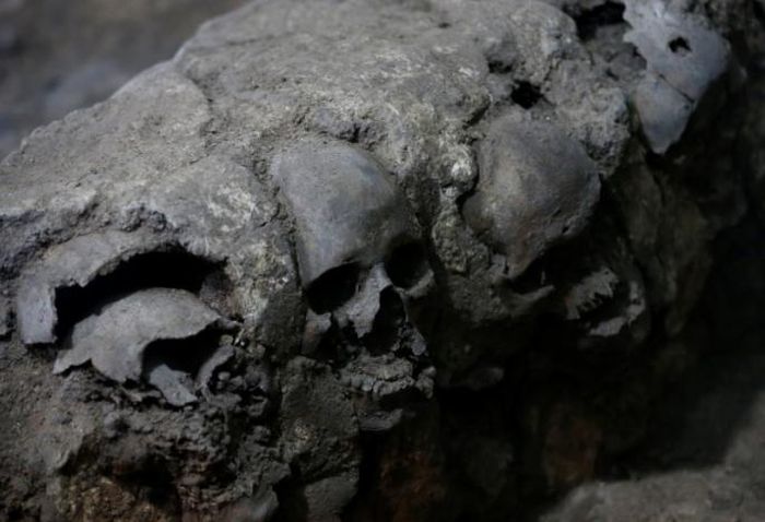 В Мехико найдена пирамида из черепов (3 фото)