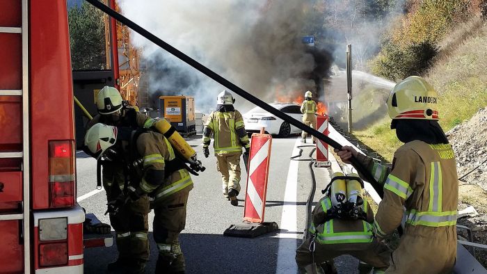 5 пожарных машин и 35 спасателей тушили электромобиль Tesla Model S в Австрии (6 фото + видео)