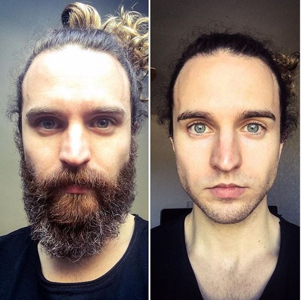 Мужчины с бородой и без (19 фото)