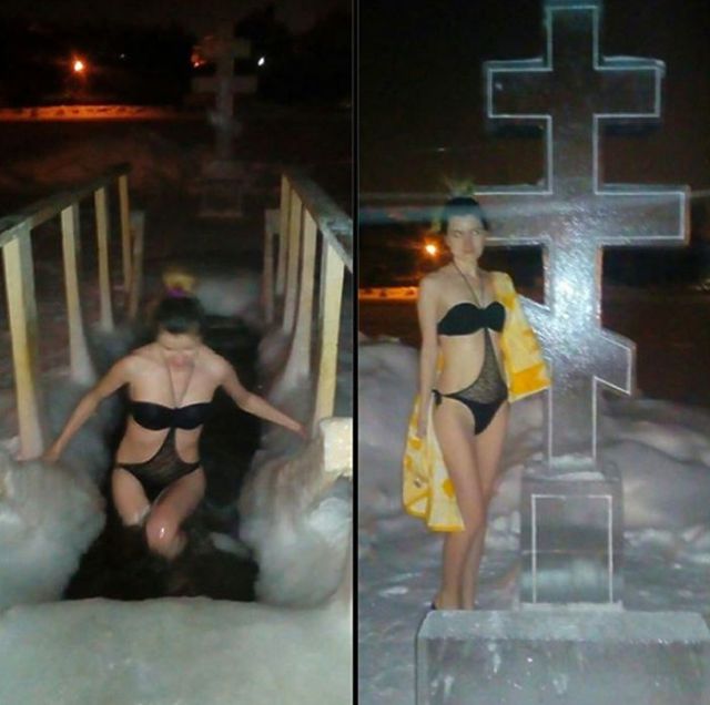 Девушки на крещенских купаниях (33 фото)