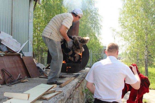 В Томске сожгли 53 меховые шубы (4 фото)
