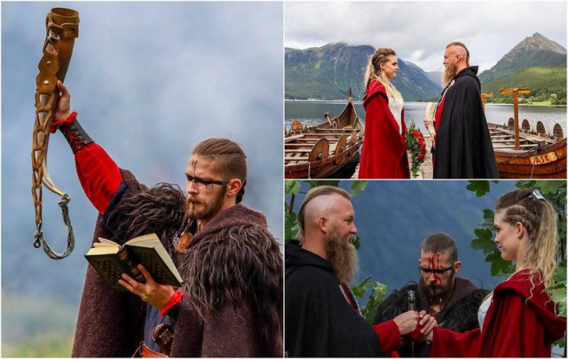 Норвежская пара сыграла свадьбу в стиле викингов (15 фото)