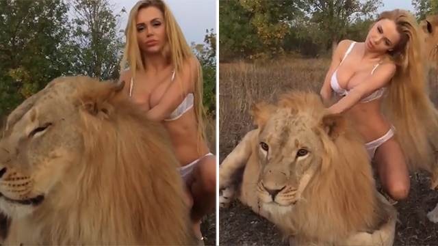 Катя Самбука снялась в нижнем белье со львами