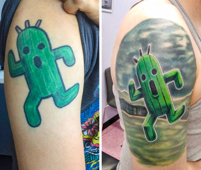 Татуировки в стиле "до и после" (21 фото)