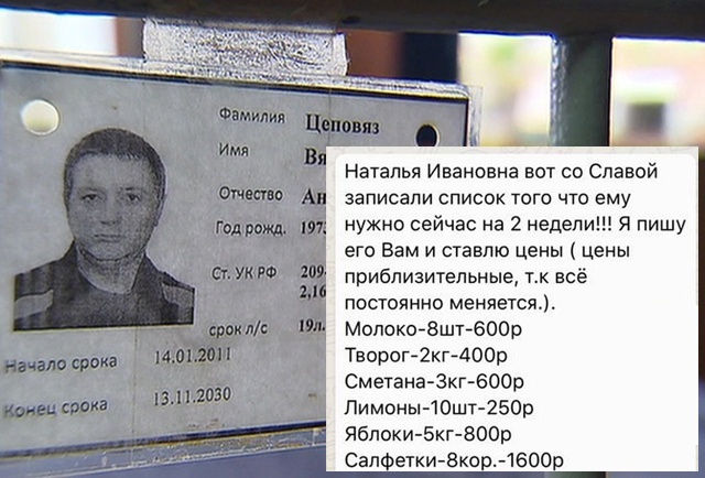 Вячеславу Цеповязу ежемесячно доставляли в колонию строгого режима деликатесы на 60 тысяч рублей (4 фото)