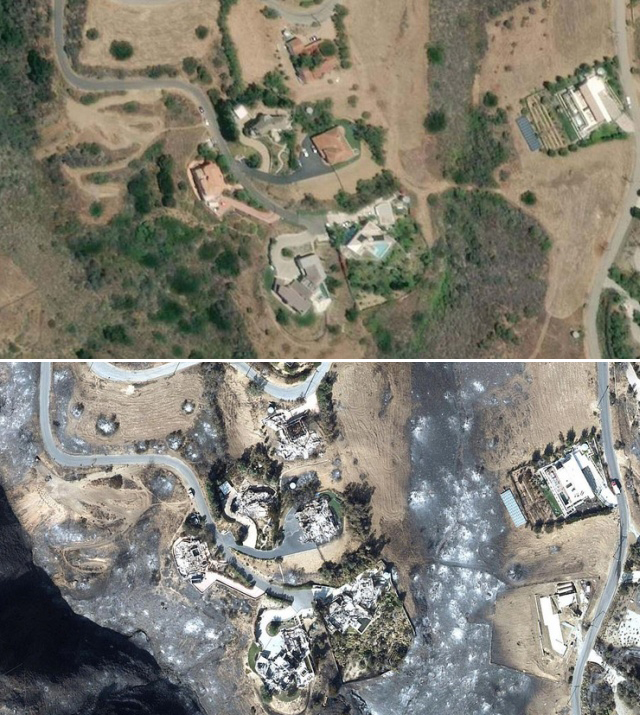 Фотографии Малибу со спутника до и после пожаров (9 фото)