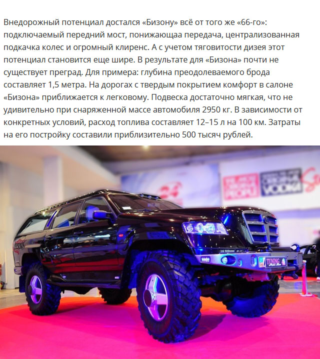 Самодельный внедорожник "Бизон" на базе грузовика ГАЗ-66 (7 фото)