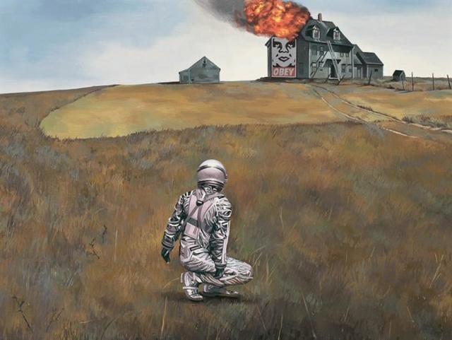 Серия работ "Одинокий астронавт" от художника Скотта Листфилда (25 фото)