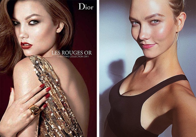 Модели из рекламы косметики с макияжем и без него (22 фото)