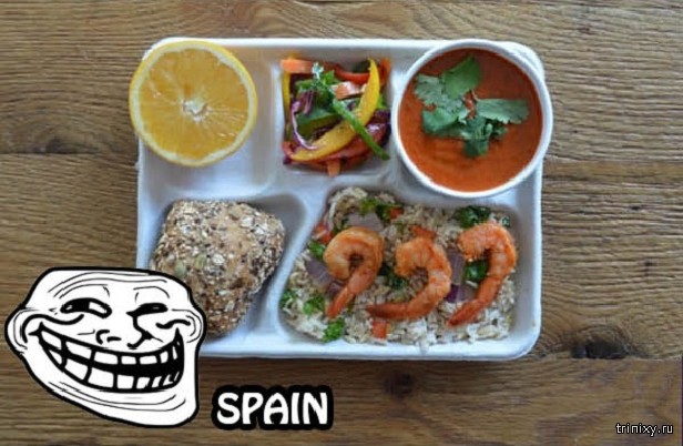 Как выглядит еда на борту и в школах в разных странах мира