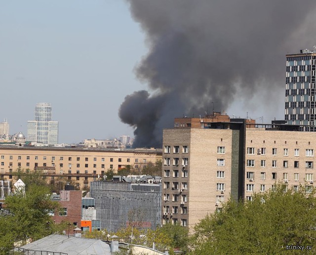Пожар в историческом центре Москвы