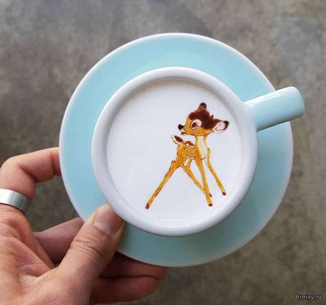 Южнокорейский бариста стал известен благодаря оригинальным рисункам на кофе