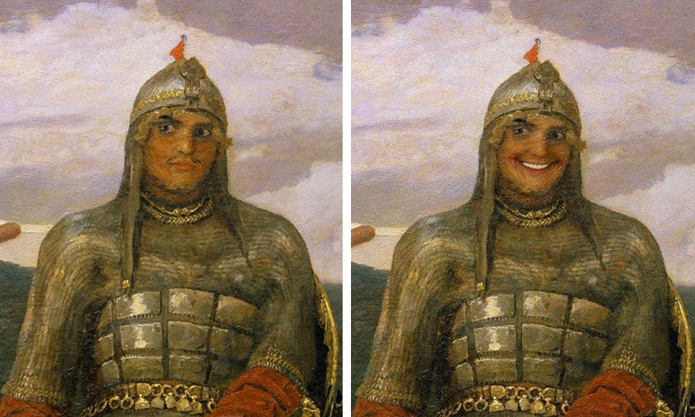 Как бы выглядели картины русских художников, если бы их персонажи вдруг заулыбались?