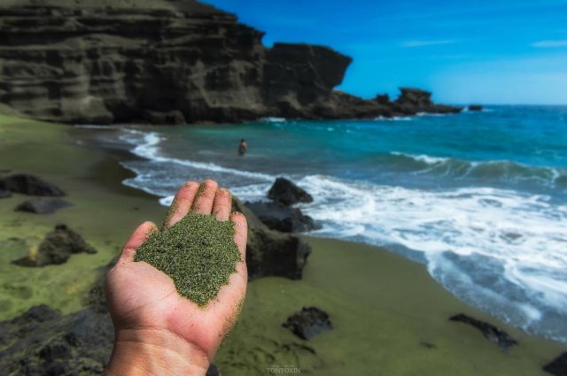Зеленый песок на Гавайских островах