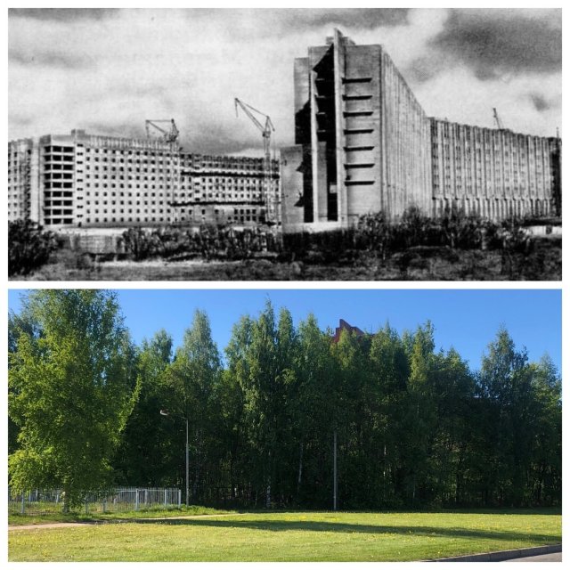 Строительство больницы на проспекте Культуры/Клиническая Больница №122 им. Л.Г. Соколова.1982 и 2020 год.