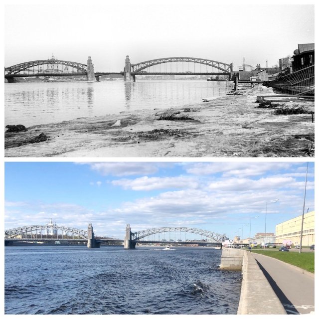 Большеохтинскмй мост.1965 и 2020 год.