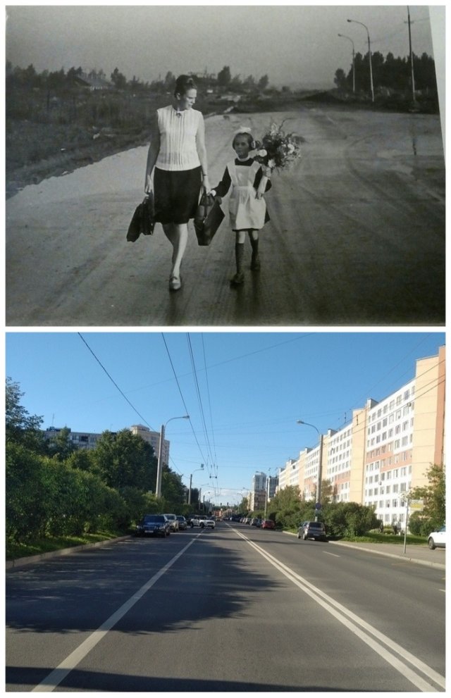 Будапештская улица1 сентября 1960 и 2020 год.