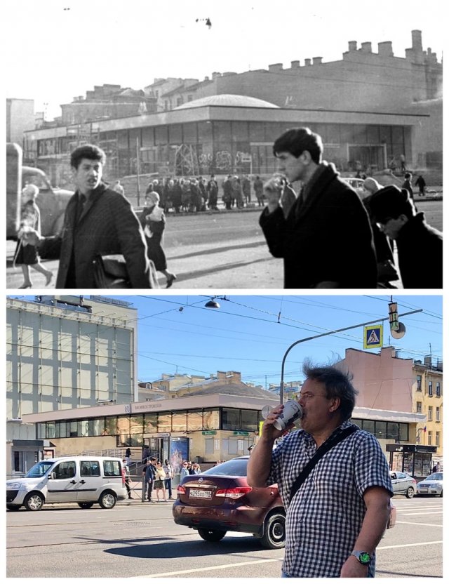 Около станции метро «Василеостровская».1967 и 2020 год.