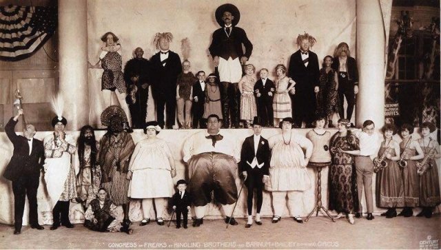 Съезд фриков. Цирк Барнума и Бейли. 1924 г. США.