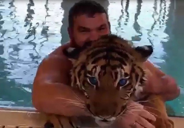 Михаил Зарецкий с тигром