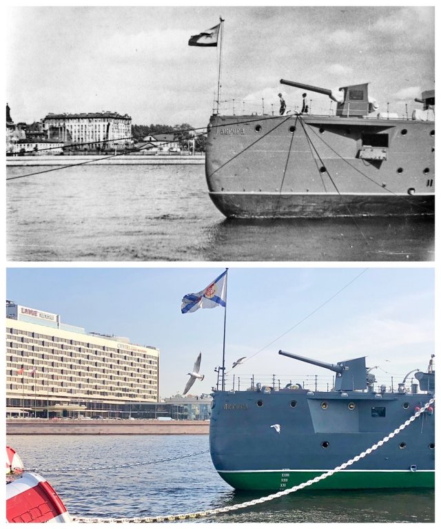 Крейсер Аврора.~1960 и 2020 год.