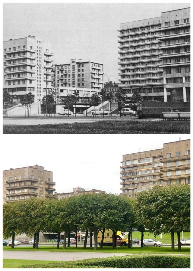 Жилые дома на Свердловской набережной.1971 и 2020 год.