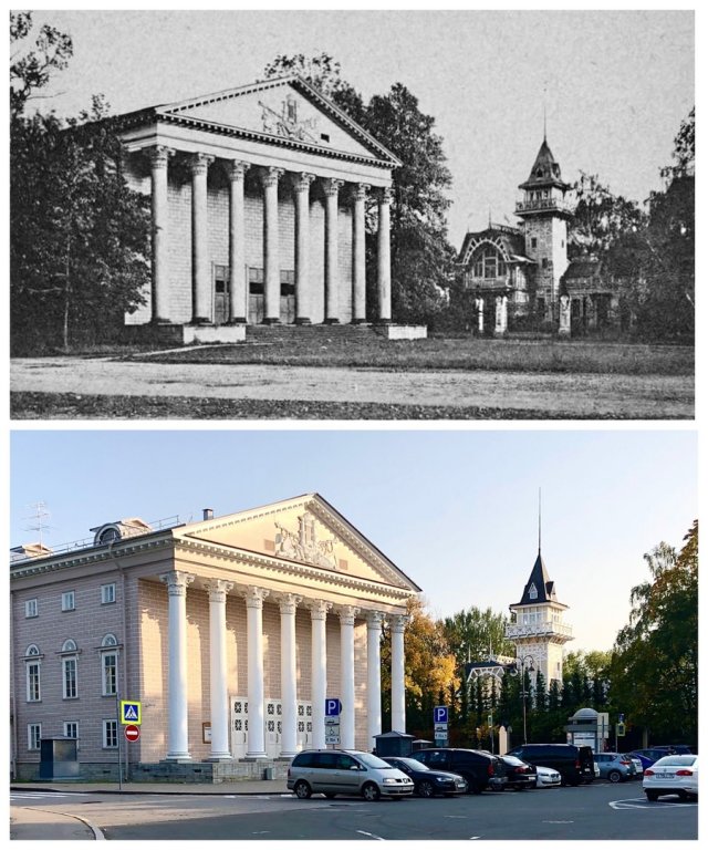 Деревянный театр на Каменном острове / Вторая сцена БДТ(Каменноостровский театр)1929 и 2020 год.