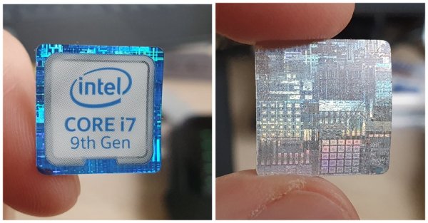 На задней стороне наклейки от Intel изображено строение процессора