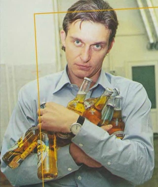 Олег Тиньков со своим пивом &quot;Тинькофф&quot;, 2000 год