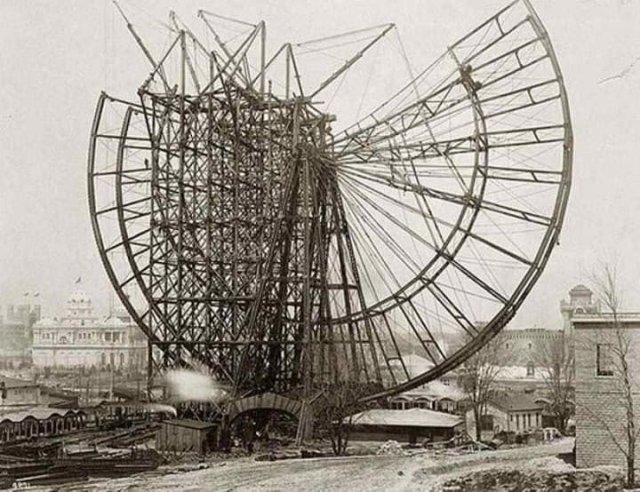 Строительство первого в мире Чертового колеса, Чикаго 1958 год