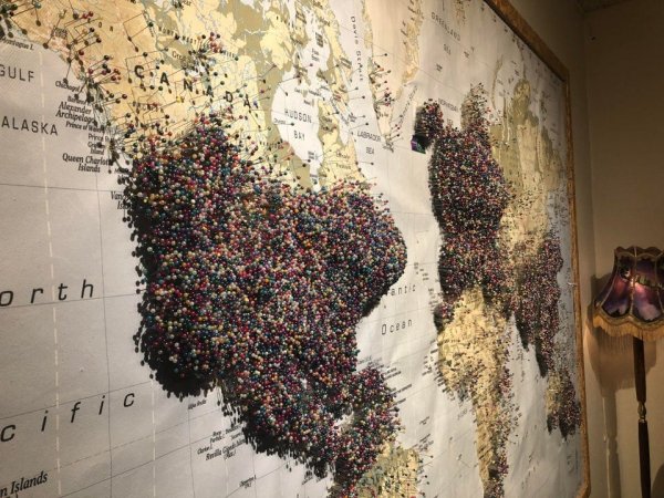 Карта «Откуда вы?» в Музее Авроры в Рейкьявике, Исландия